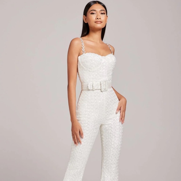 NADINE MERABI Pants - S/M Nadine Merabi LUCINDA WHITE JUMPSUIT